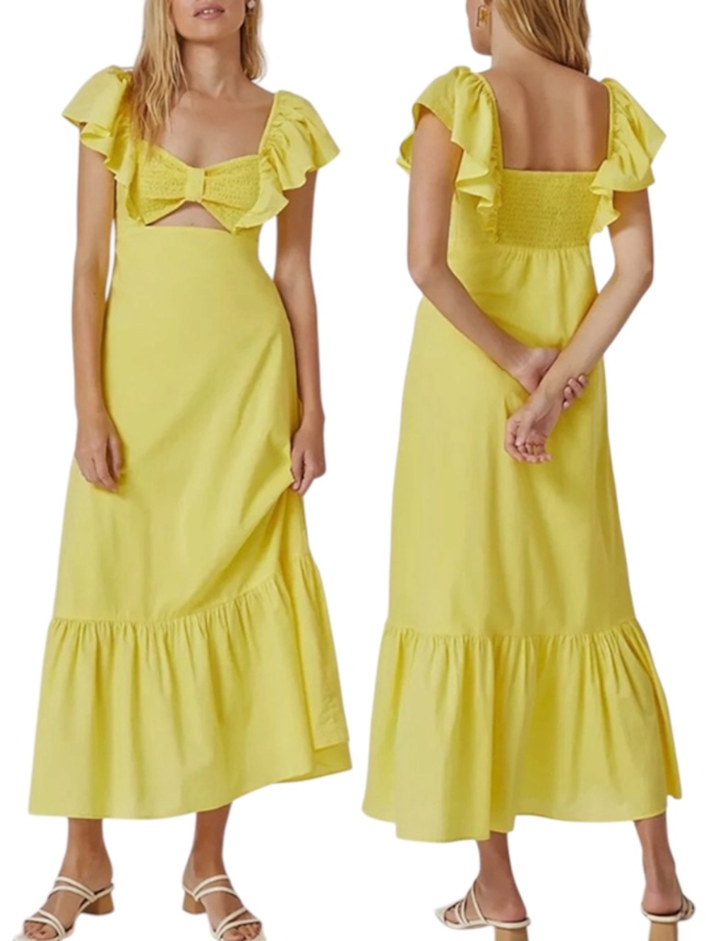 FARM Rio x Anthropologie Smocked Bow Maxi Dress